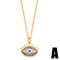 Retro Devil's Eye Moon Copper 18k Gold Plated Gold Plated Zircon Pendant Necklace In Bulk main image 5