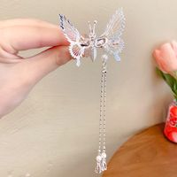 Cute Fashion Sweet Butterfly Alloy Metal Artificial Pearls Hair Clip sku image 4