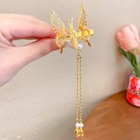 Cute Fashion Sweet Butterfly Alloy Metal Artificial Pearls Hair Clip sku image 5