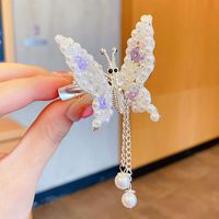 Cute Fashion Sweet Butterfly Alloy Metal Artificial Pearls Hair Clip sku image 8