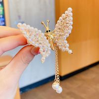 Cute Fashion Sweet Butterfly Alloy Metal Artificial Pearls Hair Clip sku image 6