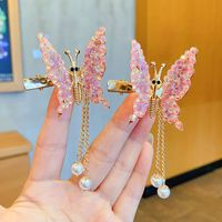 Cute Fashion Sweet Butterfly Alloy Metal Artificial Pearls Hair Clip sku image 24