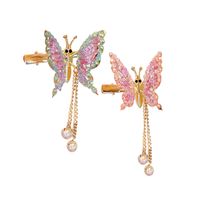 Cute Fashion Sweet Butterfly Alloy Metal Artificial Pearls Hair Clip main image 4