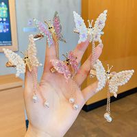 Cute Fashion Sweet Butterfly Alloy Metal Artificial Pearls Hair Clip main image 3