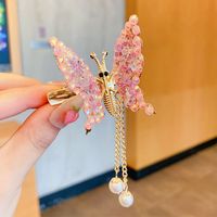 Cute Fashion Sweet Butterfly Alloy Metal Artificial Pearls Hair Clip sku image 7