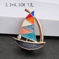 Korean Style Ship Alloy Enamel Inlay Artificial Gemstones Women's Brooches main image 4