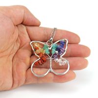 Ethnic Style Butterfly Natural Stone Pendant Necklace 1 Piece main image 3