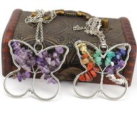 Ethnic Style Butterfly Natural Stone Pendant Necklace 1 Piece main image 2