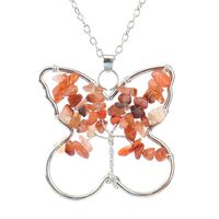 Ethnic Style Butterfly Natural Stone Pendant Necklace 1 Piece sku image 2