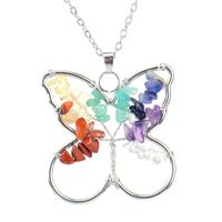 Ethnic Style Butterfly Natural Stone Pendant Necklace 1 Piece sku image 1