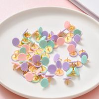 Macaron Color Bronzing Creative Pushpin Paper Clip Long Tail Clip Stationery Set main image 4