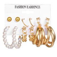 Fashion Star Butterfly Twist Imitation Pearl Alloy Rhinestone Women's Earrings 1 Set sku image 12
