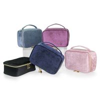 Women's Medium All Seasons Velvet Solid Color Fashion Square Zipper Cosmetic Bag main image 1