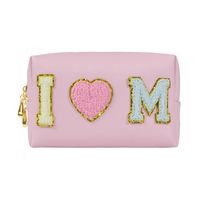 Women's Small All Seasons Pu Leather Letter Fashion Embroidery Square Zipper Cosmetic Bag sku image 1