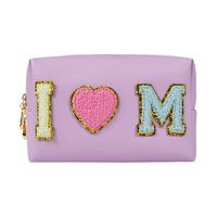 Women's Small All Seasons Pu Leather Letter Fashion Embroidery Square Zipper Cosmetic Bag sku image 4