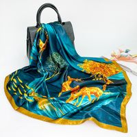 Women's Elegant Fashion Printing Satin Printing Silk Scarves sku image 72