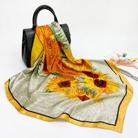 Women's Elegant Fashion Printing Satin Printing Silk Scarves sku image 66