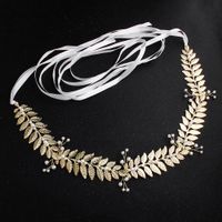 Wedding Girdle Handmade Pearl Golden Leaf Wedding Accessories sku image 2