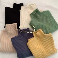 Vintage Style Solid Color Knit Turtleneck Long Sleeve Regular Sleeve Patchwork Knitwear sku image 1