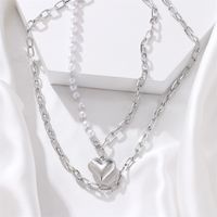 Elegant Heart Shape Imitation Pearl Alloy Women's Necklace 1 Piece sku image 1