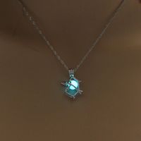 Retro Moon Water Droplets Alloy Luminous Hollow Out Women's Men's Pendant Necklace sku image 9