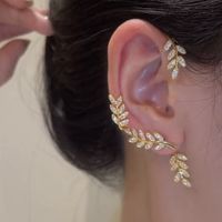 Fashion Leaves Alloy Inlay Rhinestones Women's Ear Clips 1 Piece sku image 1
