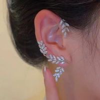 Fashion Leaves Alloy Inlay Rhinestones Women's Ear Clips 1 Piece sku image 2