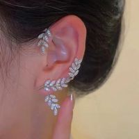 Fashion Leaves Alloy Inlay Rhinestones Women's Ear Clips 1 Piece sku image 3
