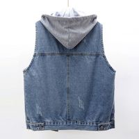 Women's Fashion Geometric Drawstring Single Breasted Vest Denim Jacket main image 9