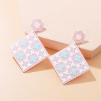 Fashion Color Block Flower Arylic Printing Women's Drop Earrings 1 Pair sku image 4