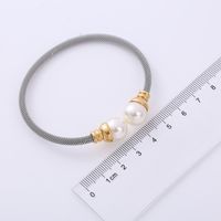 Fashion Round Stainless Steel Pearl Artificial Pearls Bangle 1 Piece main image 2