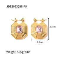 Fashion Square Stainless Steel Plating Zircon Drop Earrings 1 Pair sku image 1