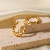 Fashion Geometric Stainless Steel Gold Plated Hoop Earrings 1 Pair main image 6