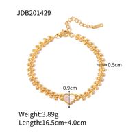 Fashion Heart Shape Stainless Steel Gold Plated Shell Gold Plated Bracelets sku image 1
