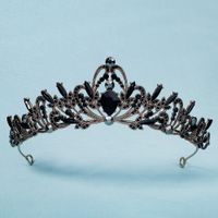 Vintage Elegant Crown White Yarn Headdress Alloy Diamond Headband Bridal Hair Jewelry sku image 3