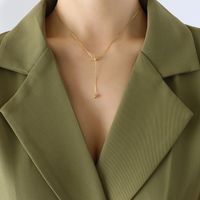 الأزياء جديد الاتجاه الحد الأدنى مزدوجة الطبقات ارتداء جولة حبة التيتانيوم الصلب 18k الذهب الحقيقي قلادة للنساء sku image 5