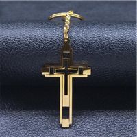 Hip-hop Cross Stainless Steel Hollow Out Pendant Necklace 1 Piece main image 7