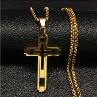 Hip-hop Cross Stainless Steel Hollow Out Pendant Necklace 1 Piece main image 10