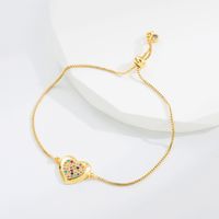 Fashion Peacock Heart Shape Copper Gold Plated Zircon Bracelets 1 Piece main image 5