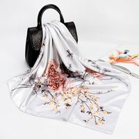 Women's Fashion Printing Satin Printing Silk Scarves sku image 15