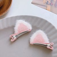 Women's Cute Cat Ears Artificial Wool Cloth Plush Hair Clip main image 5