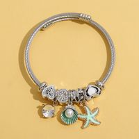 Casual Starfish Cat Butterfly Stainless Steel Inlay Rhinestones Bangle 1 Piece sku image 2