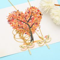 Retro Insect Dragonfly Copper Enamel Gold Plated Zircon Pendant Necklace 1 Piece main image 2