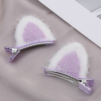 Women's Cute Cat Ears Artificial Wool Cloth Plush Hair Clip sku image 3