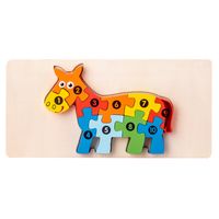 Niños Bonitos De Madera Tres-juguetes De Rompecabezas De Cognición De Tráfico Animal De Bloques Dimensionales sku image 3