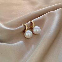 Simple Style Geometric Alloy Plating Artificial Pearls Women's Drop Earrings 1 Pair main image 5