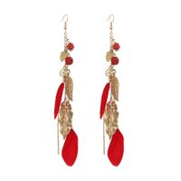 Wholesale Jewelry 1 Pair Ethnic Style Color Block Feather Drop Earrings sku image 4