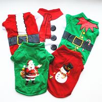 Casual Cotton Christmas Santa Claus Snowman Printing Pet Clothing 1 Piece main image 1