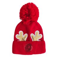 Children Unisex Cute Antlers Embroidery Wool Cap main image 2