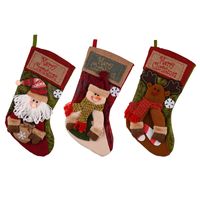 Christmas Retro Santa Claus Snowman Elk Cloth Party Christmas Socks main image 5